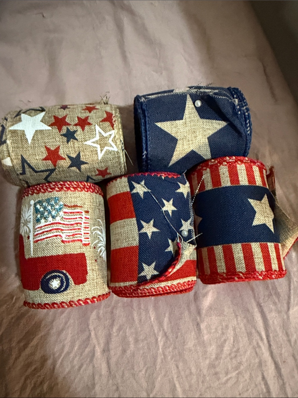 Patriotic American Flag Ribbon Bundle - Red, White & Blue